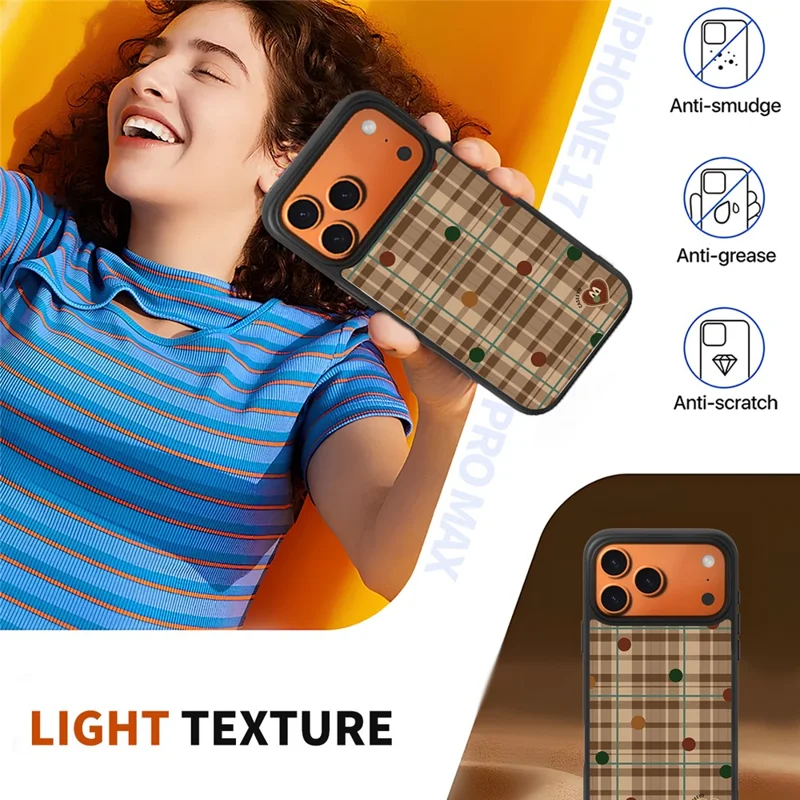 CASEEVO Caso iPhone 17 Pro Max Compatível com MagSafe Padrão de Grade TPU PC Capa de Telefone - Xadrez Britânico Colorido