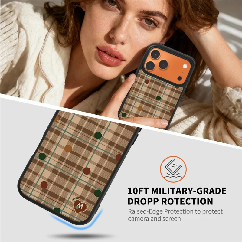 CASEEVO Caso iPhone 17 Pro Max Compatível com MagSafe Padrão de Grade TPU PC Capa de Telefone - Xadrez Britânico Colorido