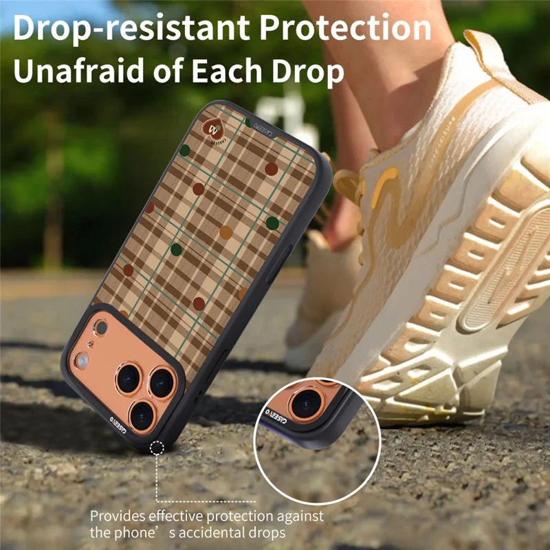 CASEEVO Caso iPhone 17 Pro Max Compatível com MagSafe Padrão de Grade TPU PC Capa de Telefone - Xadrez Britânico Colorido
