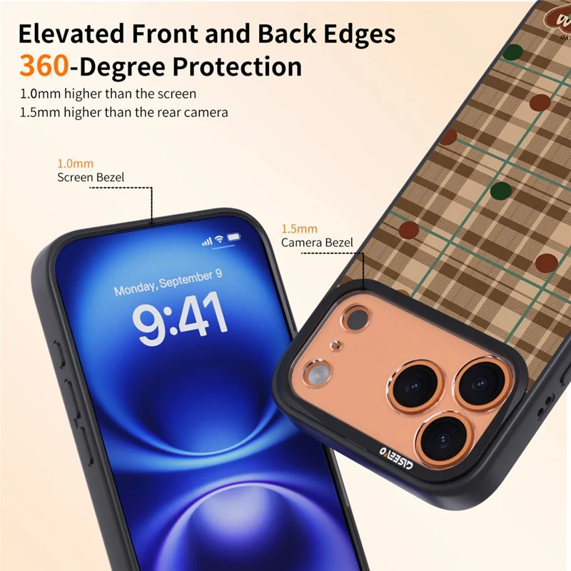 CASEEVO Caso iPhone 17 Pro Max Compatível com MagSafe Padrão de Grade TPU PC Capa de Telefone - Xadrez Britânico Colorido