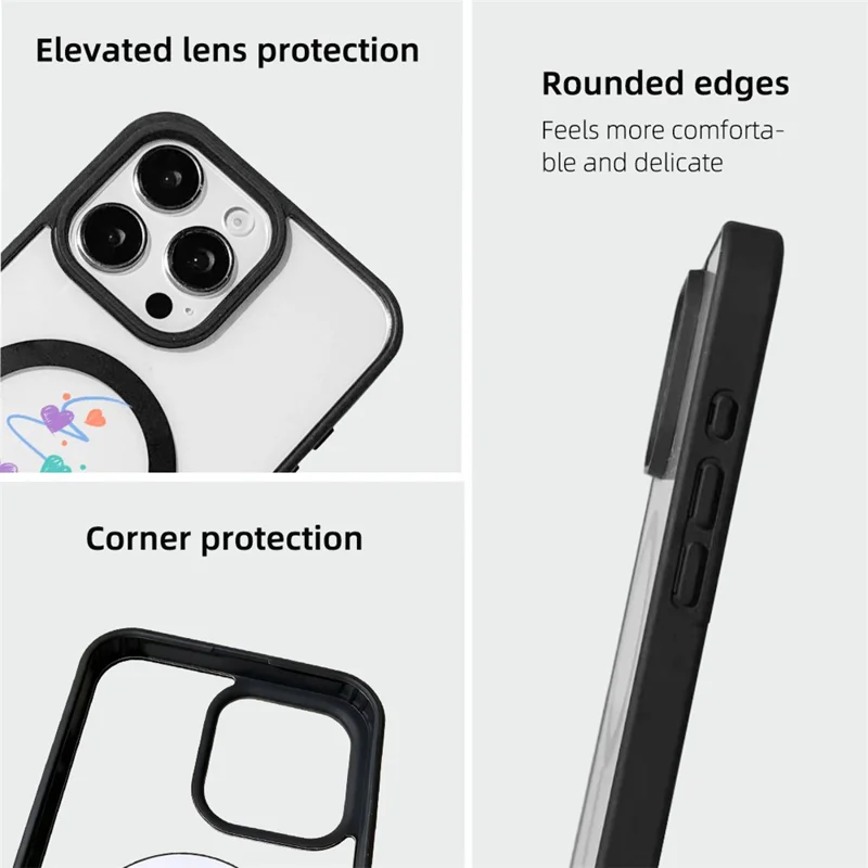 EYCASE Juleserie til iPhone 16 Pro Max Magnetisk Hylster med Mønstertryk i TPU + Akrlyl, Kompatibel med MagSafe - Hjerte Juletræ