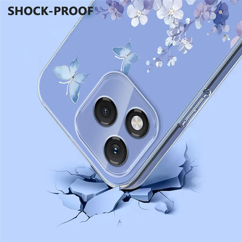 Compra al por mayor de Honor 400 Lite 5G Funda Estampado de Mariposas Florales Impresión TPU Funda de Teléfono Compatible con Carga Inalámbrica (Cantidad mínima: 50 uds.) - Violetas