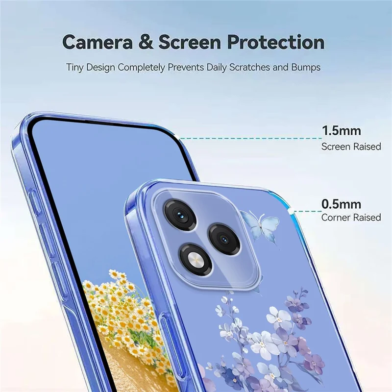 Compra al por mayor de Honor 400 Lite 5G Funda Estampado de Mariposas Florales Impresión TPU Funda de Teléfono Compatible con Carga Inalámbrica (Cantidad mínima: 50 uds.) - Violetas