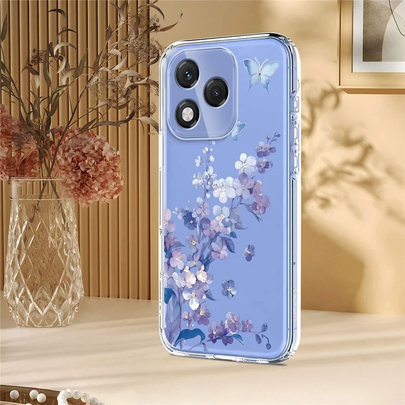 Compra al por mayor de Honor 400 Lite 5G Funda Estampado de Mariposas Florales Impresión TPU Funda de Teléfono Compatible con Carga Inalámbrica (Cantidad mínima: 50 uds.) - Violetas