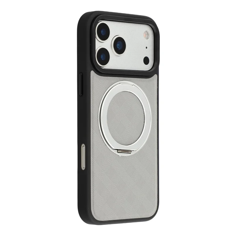 X-LEVEL For iPhone 17 Pro Max Magnetic Case Kickstand Longitude Latitude Teature PU Leather PC TPU Phone Cover - Grey