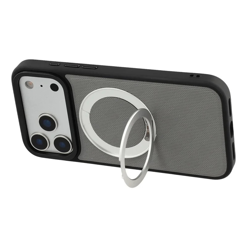 X-LEVEL For iPhone 17 Pro Max Magnetic Case Kickstand Longitude Latitude Teature PU Leather PC TPU Phone Cover - Grey