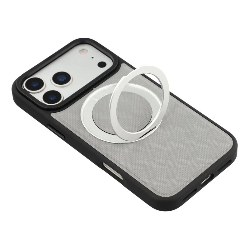X-LEVEL For iPhone 17 Pro Max Magnetic Case Kickstand Longitude Latitude Teature PU Leather PC TPU Phone Cover - Grey
