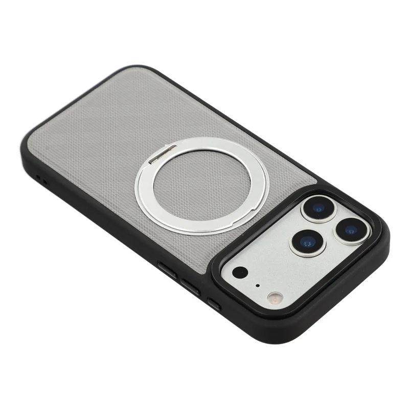 X-LEVEL For iPhone 17 Pro Max Magnetic Case Kickstand Longitude Latitude Teature PU Leather PC TPU Phone Cover - Grey