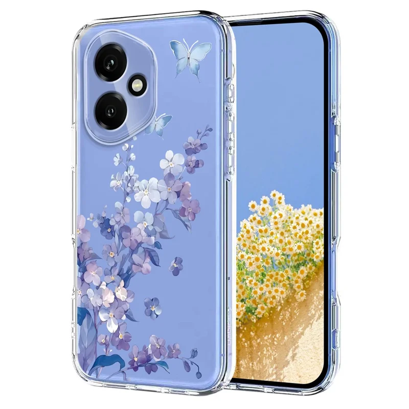 Bulk Purchasing For Honor 400 5G (Global) Case Butterfly Floral Pattern Printing TPU Phone Cover Support Wireless Charging (MOQ: 50Pcs) - Violets
