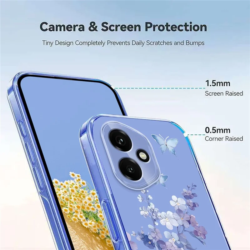 Bulk Purchasing For Honor 400 5G (Global) Case Butterfly Floral Pattern Printing TPU Phone Cover Support Wireless Charging (MOQ: 50Pcs) - Violets