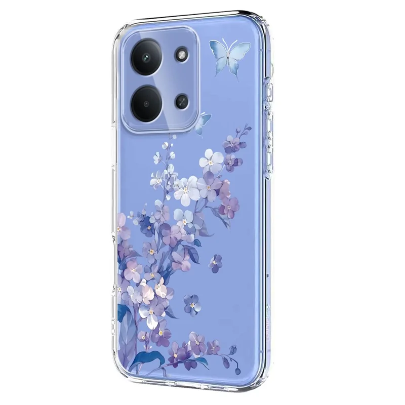 Bulk Purchasing Phone Case For Xiaomi Redmi 15C 5G (EU) (173mm) / 15C 4G (EU) (173mm) Butterfly Floral Pattern Printing TPU Cover Support Wireless Charging (MOQ: 50Pcs) - Violets