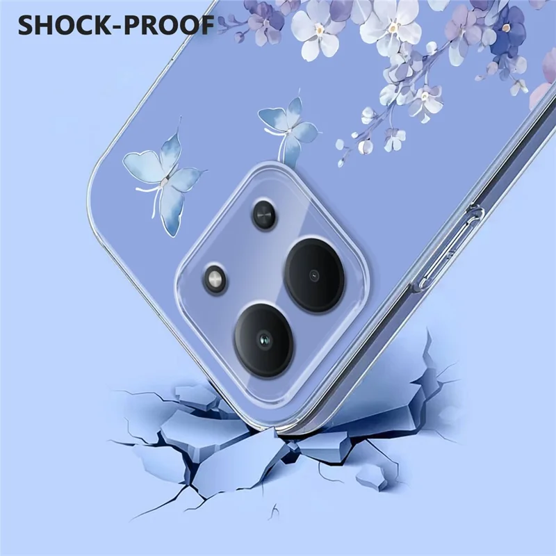 Bulk Purchasing Phone Case For Xiaomi Redmi 15C 5G (EU) (173mm) / 15C 4G (EU) (173mm) Butterfly Floral Pattern Printing TPU Cover Support Wireless Charging (MOQ: 50Pcs) - Violets