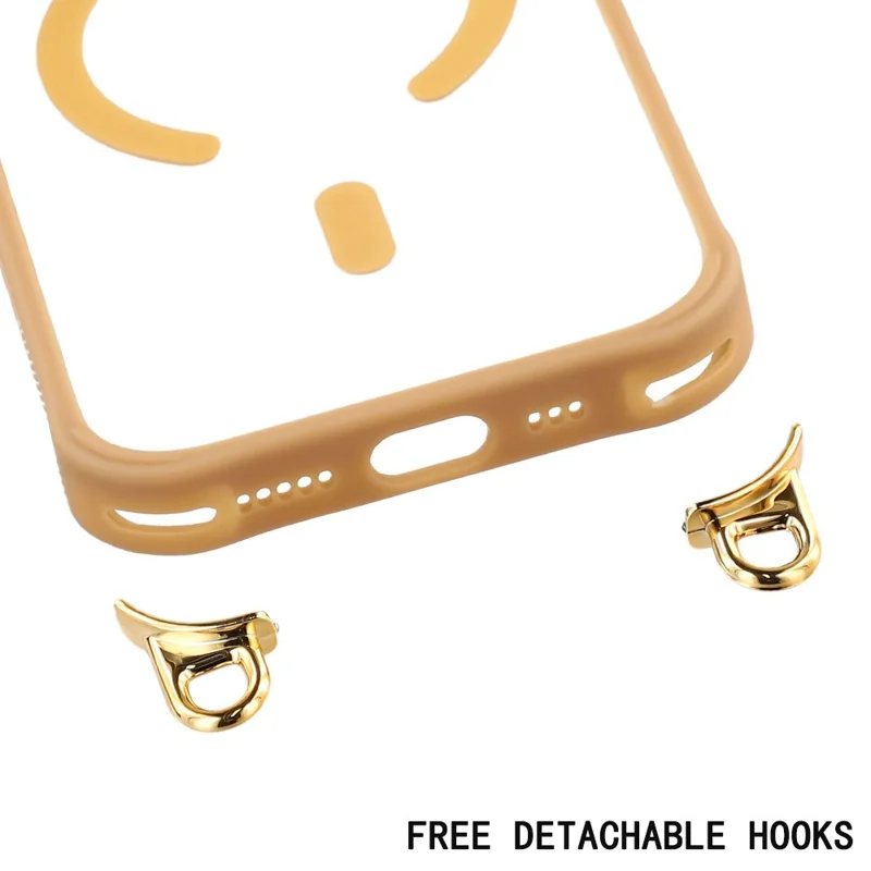 Чехол для iPhone 17 совместимый с MagSafe, чехол из ПК и ТПУ с регулируемым шнурком / рамкой для камеры и подставкой - коричневый