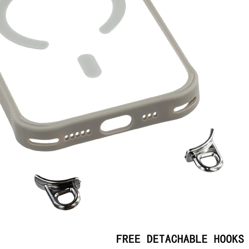 Étui Air pour iPhone Compatible avec MagSafe Coque de Téléphone en PC TPU avec Dragonne Réglable / Cadre d'Appareil Photo avec Support - Gris