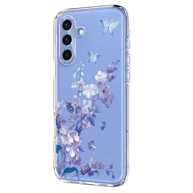 Compra em Massa para Capa do Samsung Galaxy S25 / S24 com Padrão Floral de Borboleta, Impressão em TPU, Suporte para Carregamento Sem Fio (Quantidade Mínima: 50 Peças) - Violetas