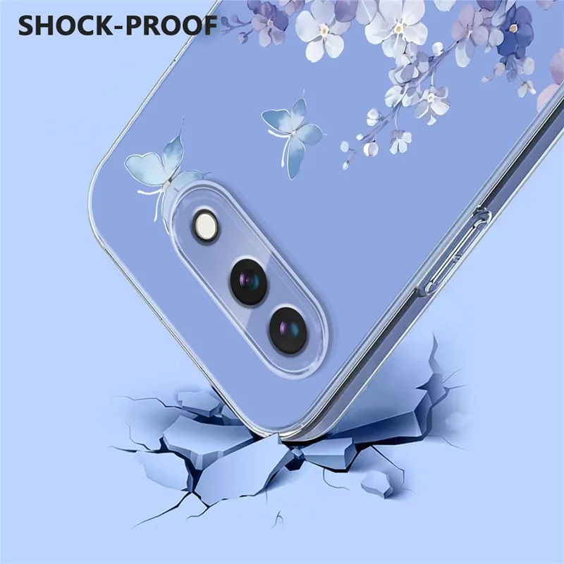 Bulk Purchasing For Google Pixel 9a Case Butterfly Floral Pattern Printing TPU Phone Cover Support Wireless Charging (MOQ: 50Pcs) - Violets