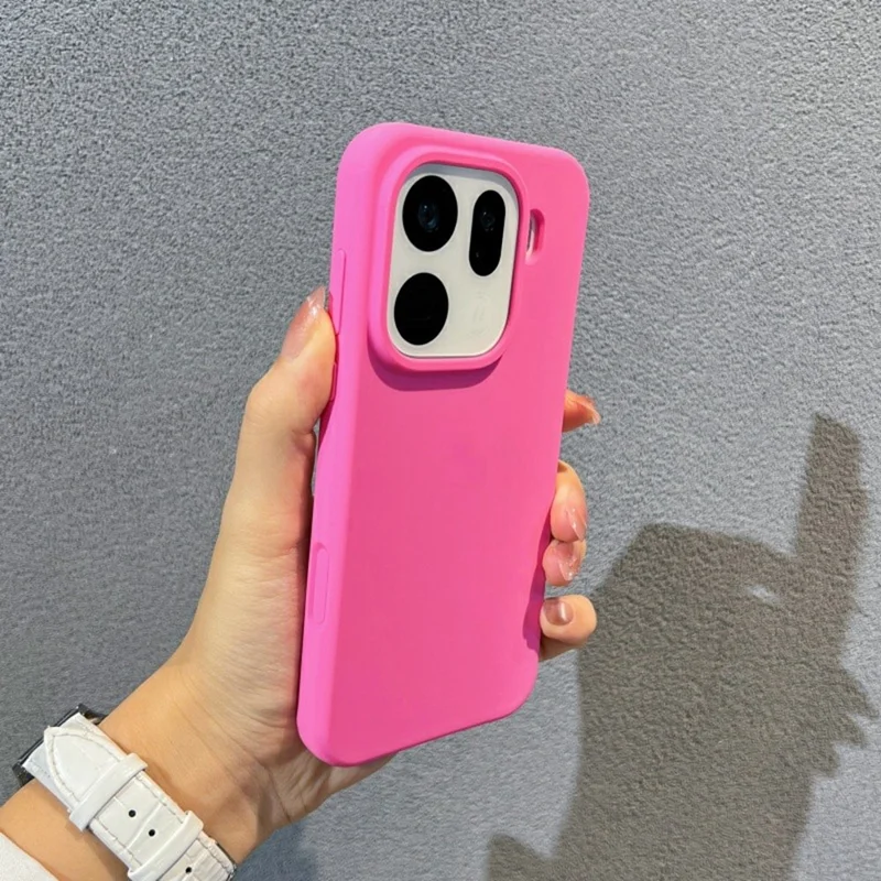 Voor Oppo Find X9 Pro 5G hoesje - Vloeibaar siliconen + PC telefoonhoesje, huidvriendelijk - Lichtroze