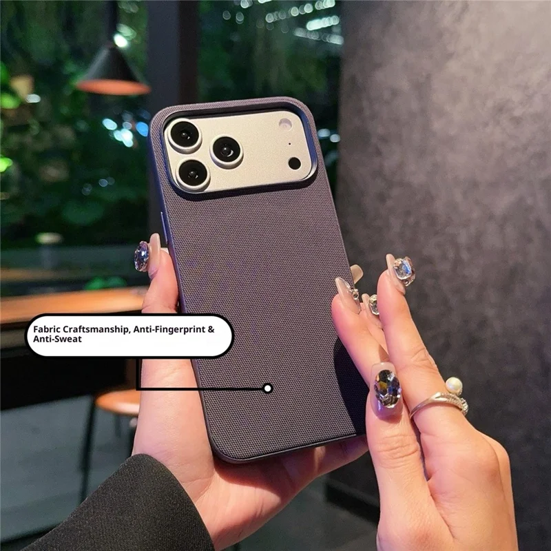 Für iPhone 17 Pro Hülle kompatibel mit MagSafe Polyester + TPU Handyhülle mit Metallknöpfen - Blau