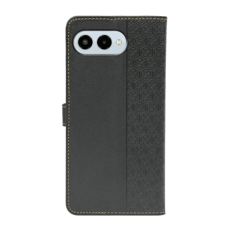 For T-Mobile REVVL 8  /  T Phone 3 Case Magnetic Clasp Four Leaf Clover Leather Phone Cover - Black