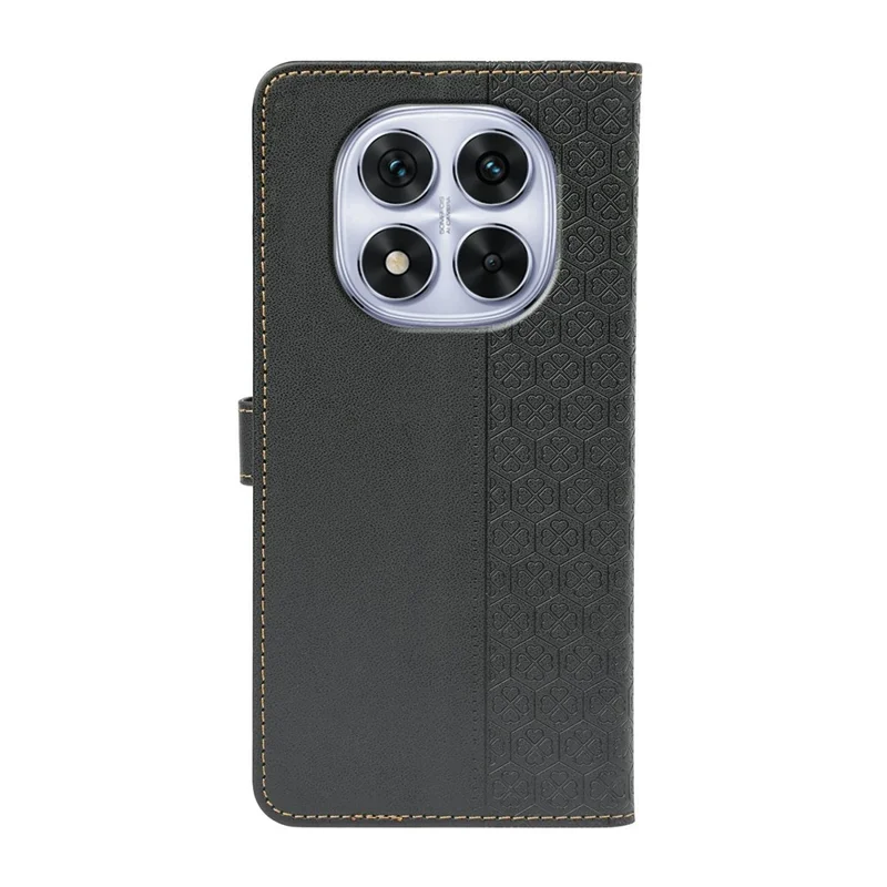 Étui pour Xiaomi Redmi Note 14 Pro 5G / Poco X7 5G - Noir - Étui en cuir avec fermoir magnétique et trèfle à quatre feuilles