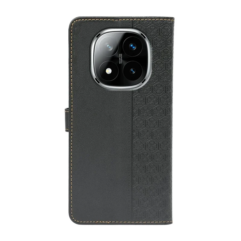 For Xiaomi Redmi Note 14 Pro+ 5G Case Magnetic Clasp Four Leaf Clover Leather Phone Cover - Black