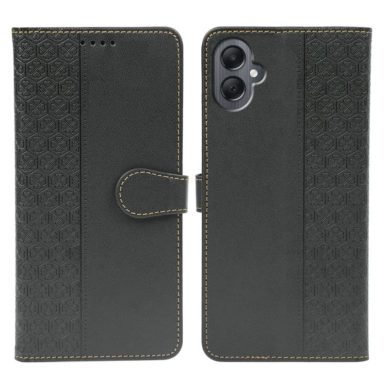 Per Samsung Galaxy A07 4G Case Chiusura Magnetica Quadrifoglio Custodia in Pelle per Telefono - Nero