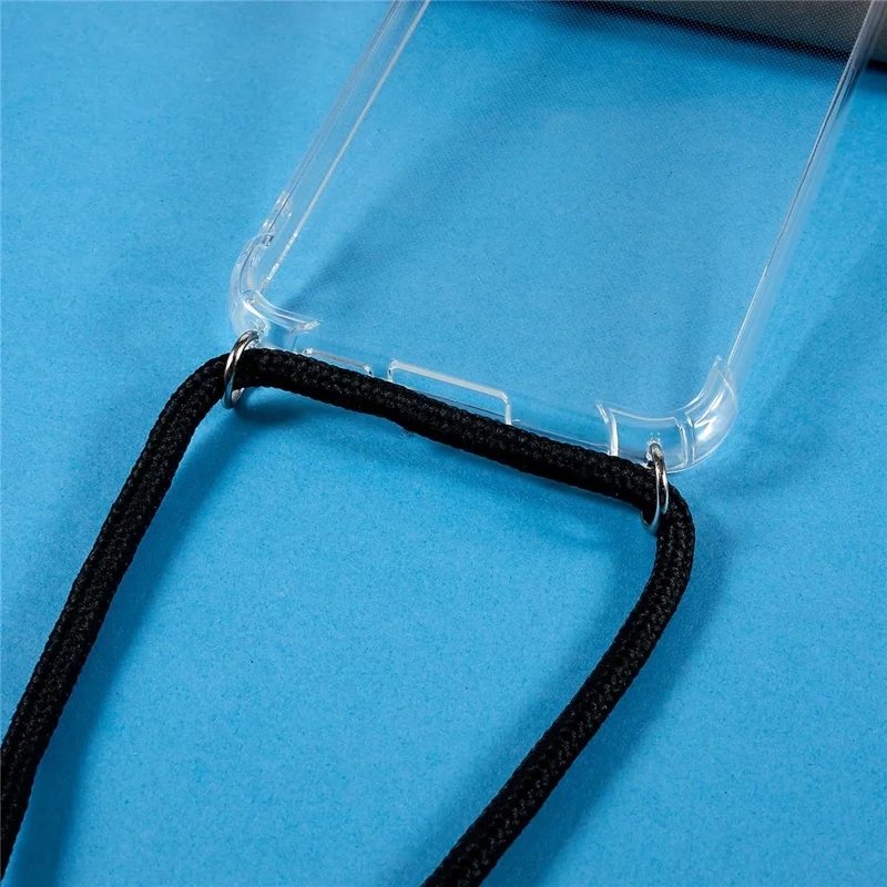 Étui transparent en TPU anti-chute pour Samsung Galaxy S23+, étui arrière souple avec protection anti-chute aux quatre coins et cordon de portage