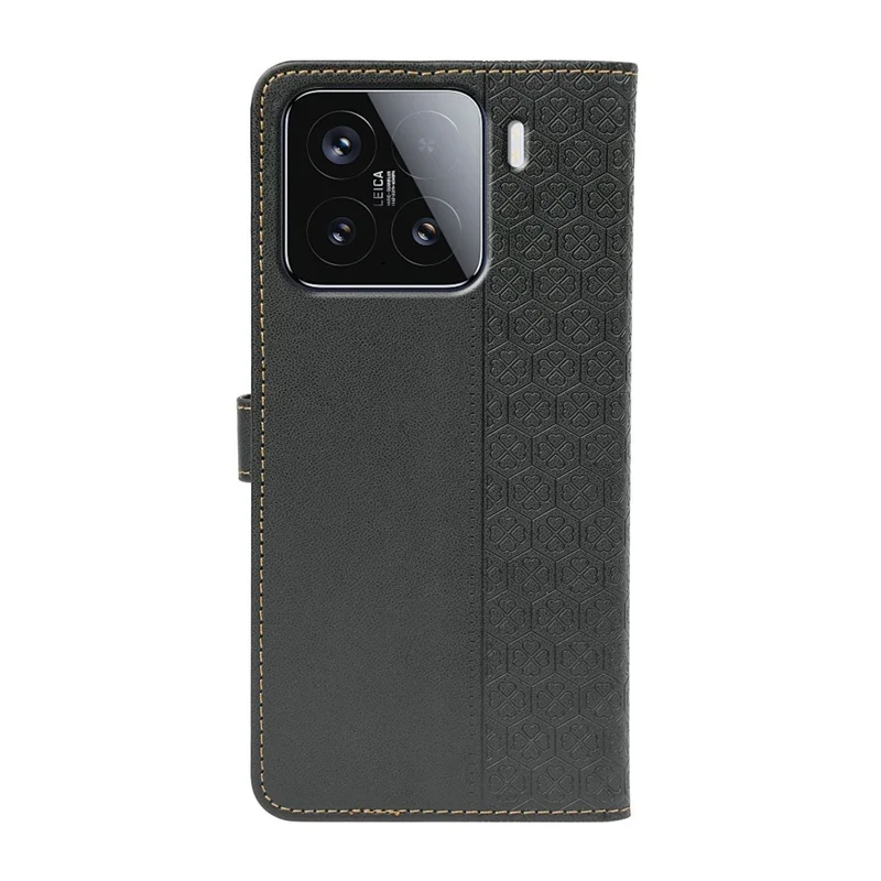 For Xiaomi 15 Case Magnetic Clasp Four Leaf Clover Leather Phone Cover - Black