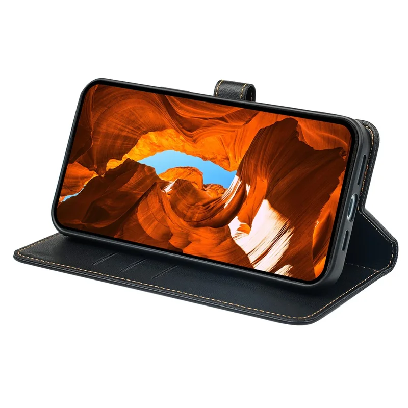 Xiaomi 15 Pro Magnetischer Verschluss Vierblättrige Klee Leder Handyhülle - Schwarz