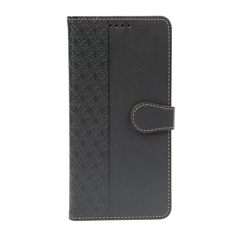 Xiaomi 15 Pro Magnetischer Verschluss Vierblättrige Klee Leder Handyhülle - Schwarz