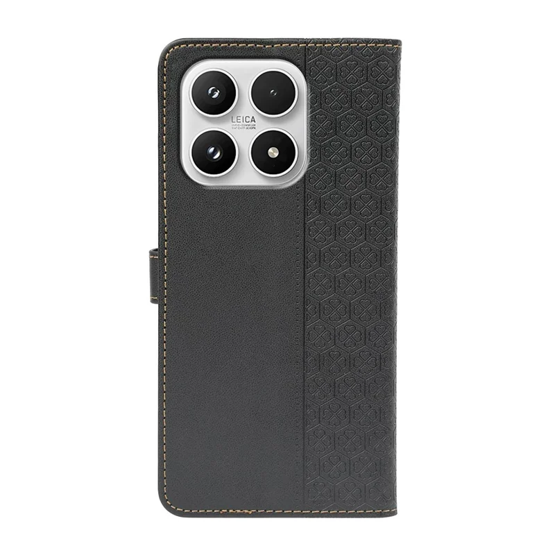 For Xiaomi 17 Case Magnetic Clasp Four Leaf Clover Leather Phone Cover - Black