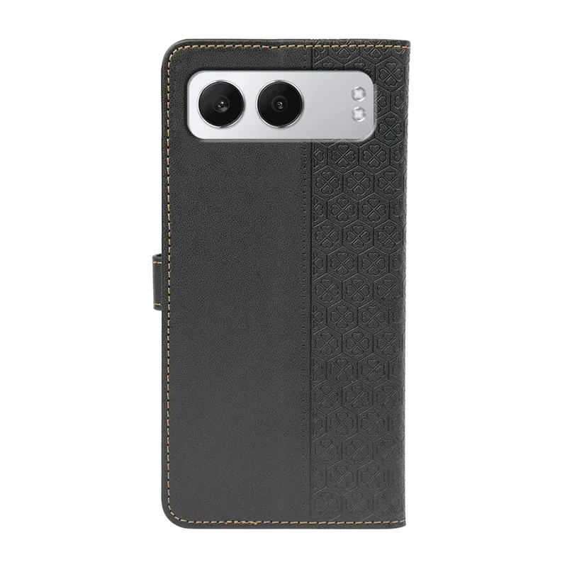 For OnePlus Nord 4 Case Magnetic Clasp Four Leaf Clover Leather Phone Cover - Black