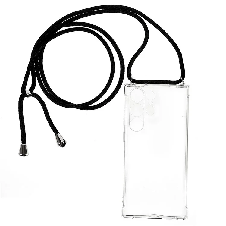 Для Samsung Galaxy S23 Ultra Anti-Drop Phone Back Cover HD Clear Four Corner Anti-drop Soft TPU Case with Lanyard