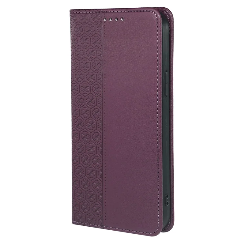 iPhone Air Case Vier Blatt Klee Leder Flip Handy Cover Ständer Geldbörse - Dunkelviolett