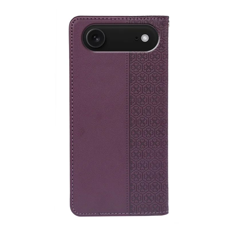 iPhone Air Case Vier Blatt Klee Leder Flip Handy Cover Ständer Geldbörse - Dunkelviolett