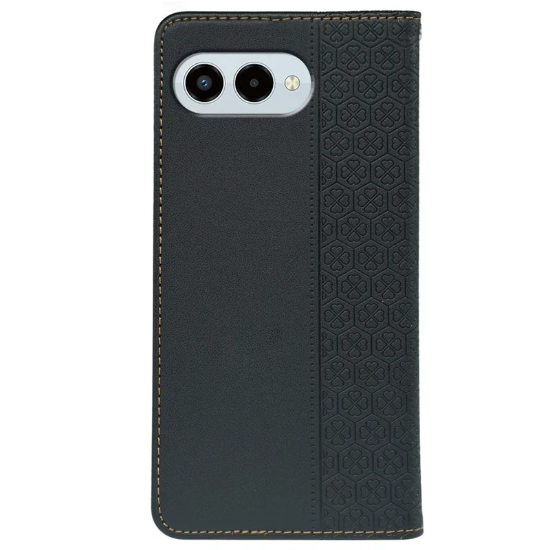 For T-Mobile REVVL 8  /  T Phone 3 Case Four Leaf Clover Leather Flip Phone Cover Stand Wallet - Black