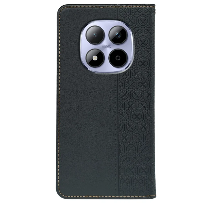 Voor Xiaomi Redmi Note 15 Pro 5G hoesje Vierbladige klaver Leer hoesje met standaard en portemonnee - Zwart