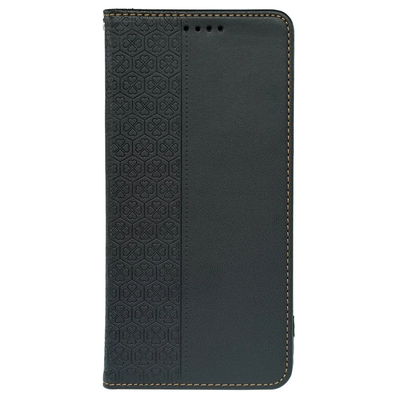 For Xiaomi 17 Case Four Leaf Clover Leather Flip Phone Cover Stand Wallet - Black