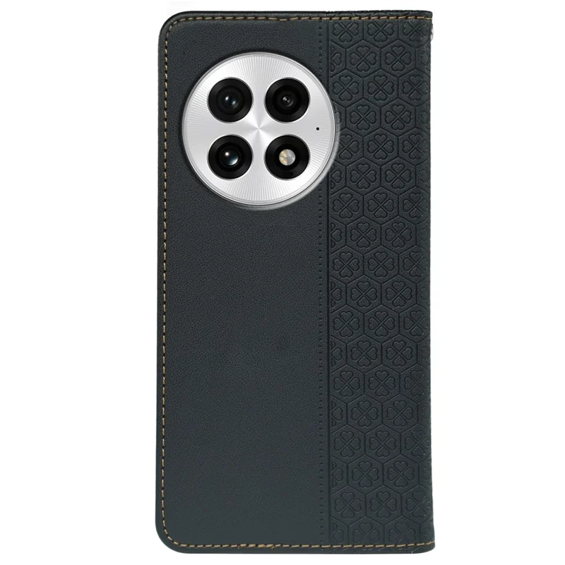 Custodia OnePlus 13 Quadrifoglio in Pelle Flip Cover Supporto Portafoglio - Nero