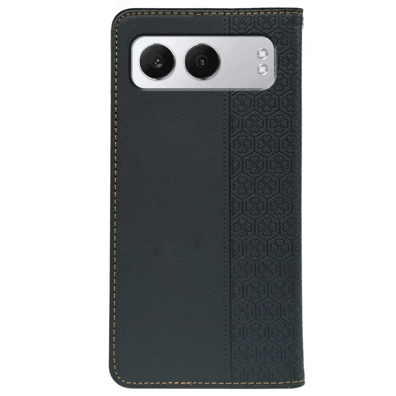 For OnePlus Nord 4 Case Four Leaf Clover Leather Flip Phone Cover Stand Wallet - Black