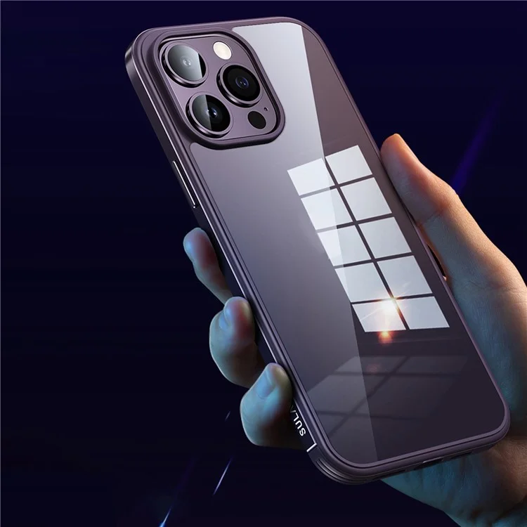 Серия Sulada Minrui Для Iphone 14 Pro Back Case, Гальваническая Металлическая Рама Высокая Прозрачность Tpu+измеренный Стеклянный Телефон. - Золото Шампанского