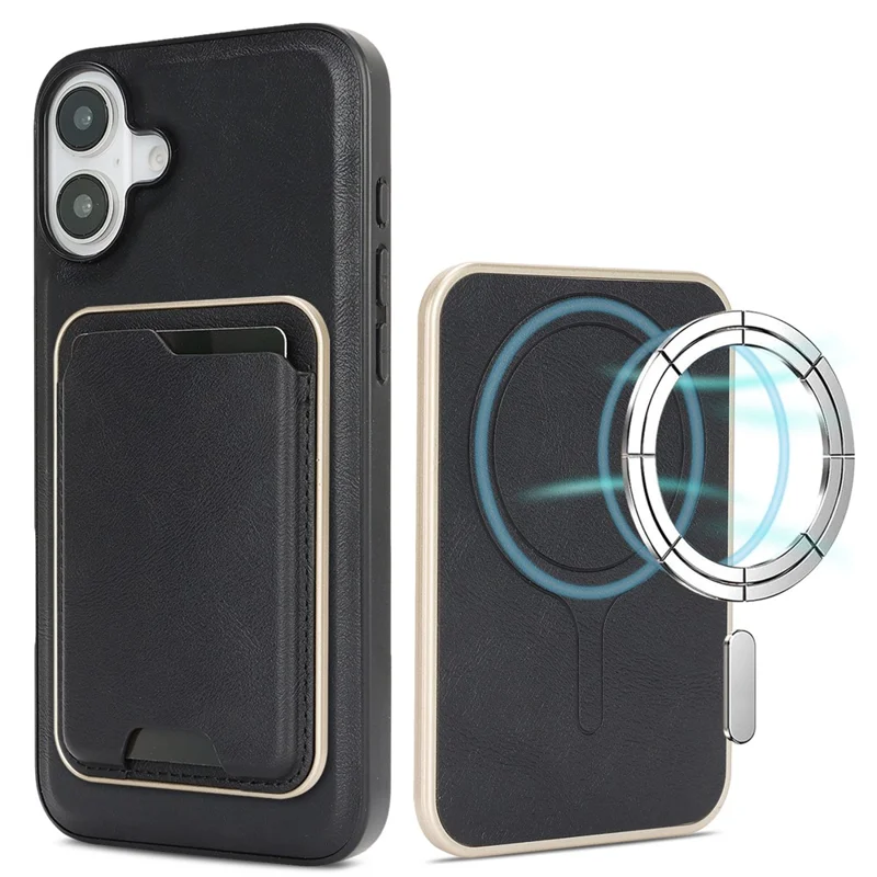 Für iPhone 17 Hülle kompatibel mit MagSafe Ultra Dünner Kartenhalter PU-Leder beschichteter TPU-Abdeckung - Schwarz Blau