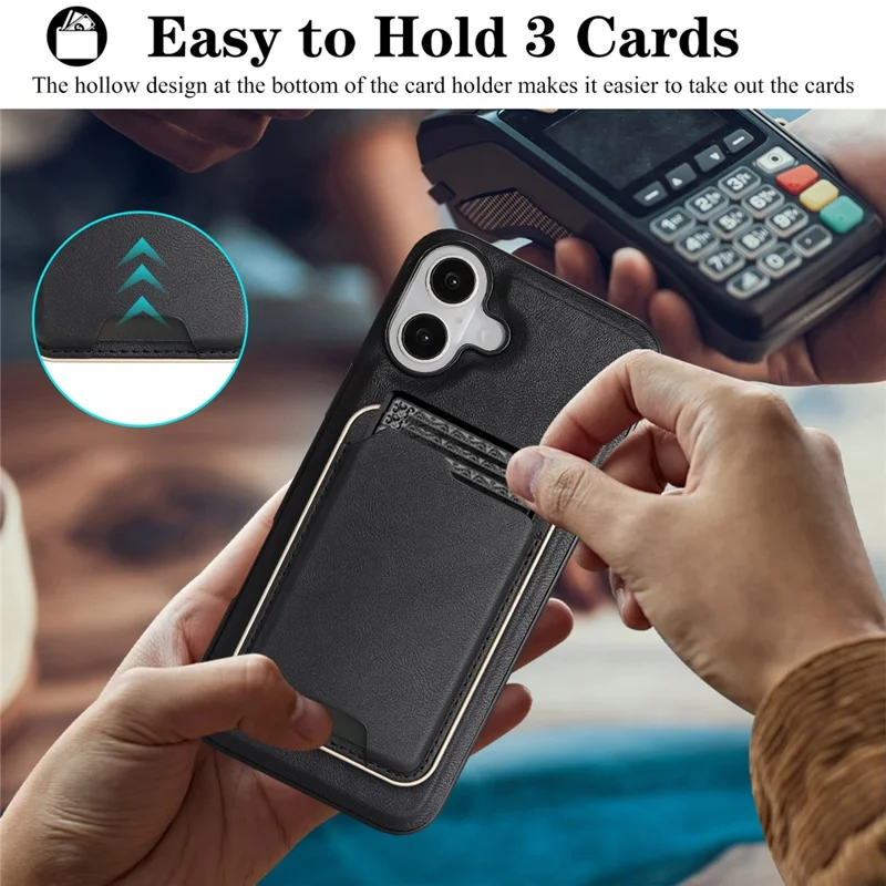 Für iPhone 17 Hülle kompatibel mit MagSafe Ultra Dünner Kartenhalter PU-Leder beschichteter TPU-Abdeckung - Schwarz Blau