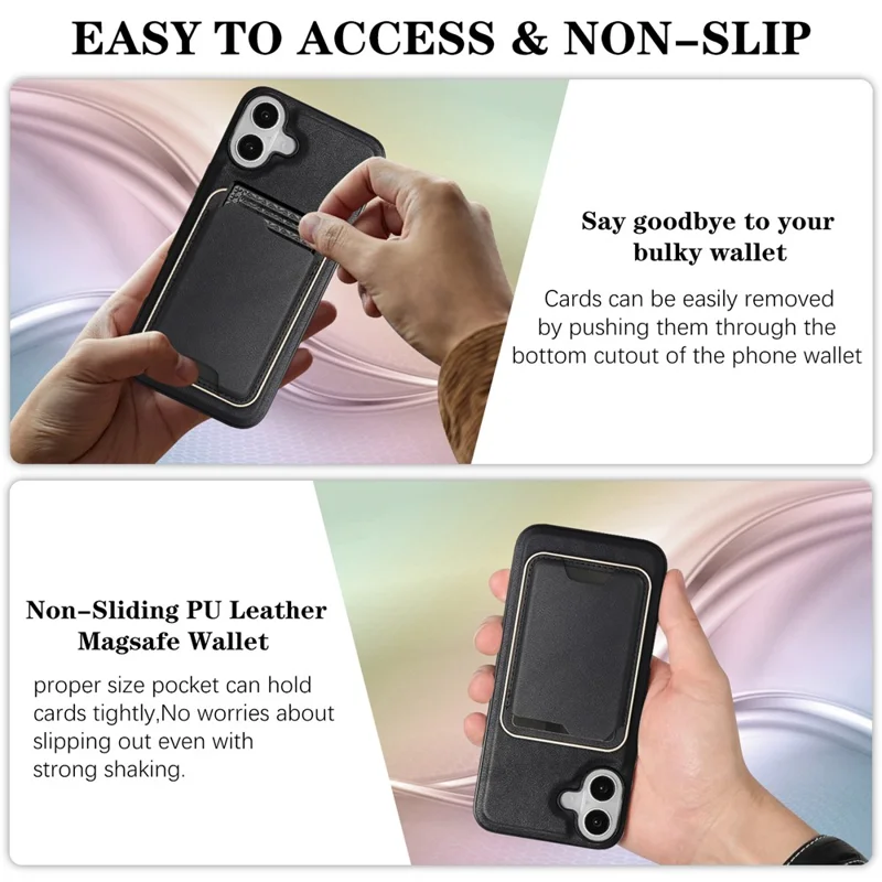 Für iPhone 17 Hülle kompatibel mit MagSafe Ultra Dünner Kartenhalter PU-Leder beschichteter TPU-Abdeckung - Schwarz Blau