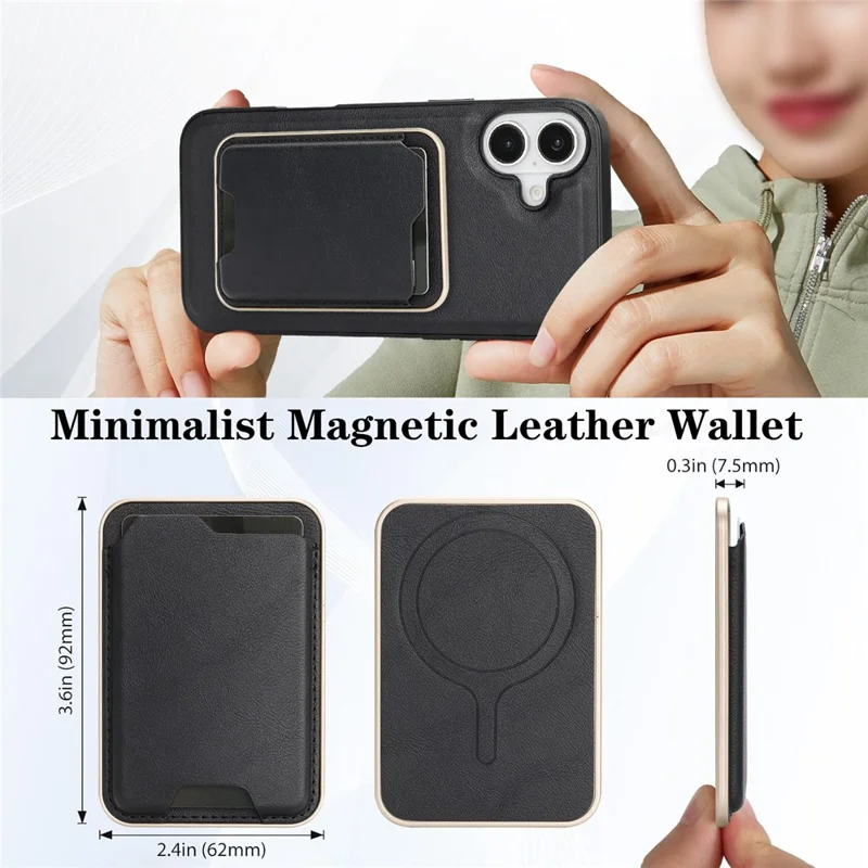 Für iPhone 17 Hülle kompatibel mit MagSafe Ultra Dünner Kartenhalter PU-Leder beschichteter TPU-Abdeckung - Schwarz Blau