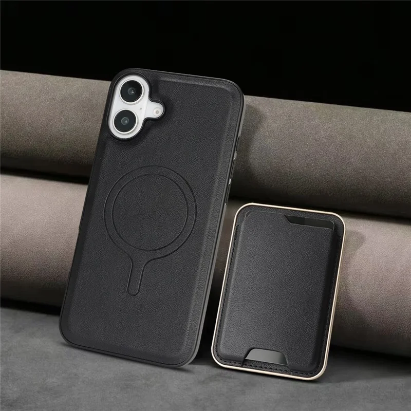 Für iPhone 17 Hülle kompatibel mit MagSafe Ultra Dünner Kartenhalter PU-Leder beschichteter TPU-Abdeckung - Schwarz Blau