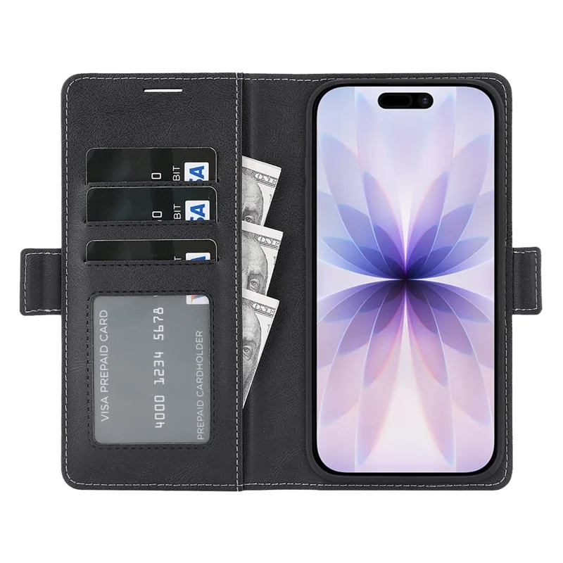 Étui pour iPhone 17 Détachable 2 en 1 Portefeuille en Cuir Étui de Téléphone Compatible avec MagSafe - Noir
