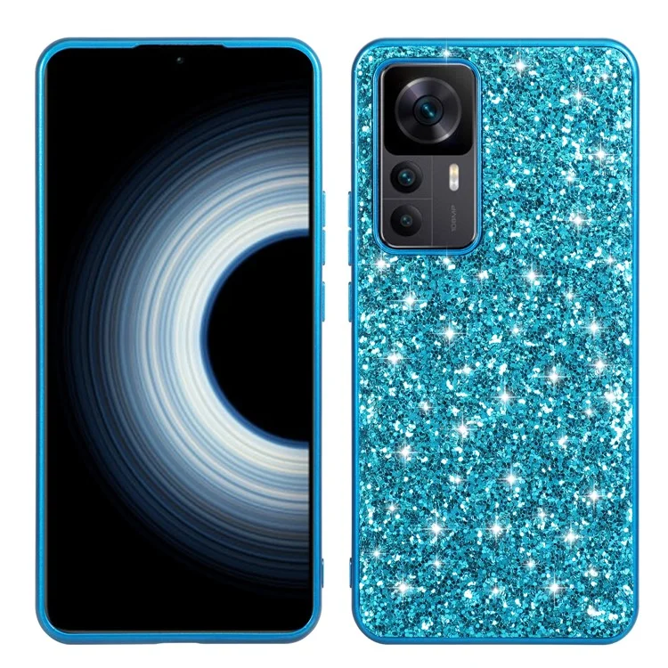 Para Xiaomi 12t 5g / 12T Pro 5G / Redmi K50 Ultra 5G Glitter Brillante Lentejuelas Case de Teléfonos a Prueba de Arañazos TPU Marco de TPU PC Dura Cubierta Posterior - Azul