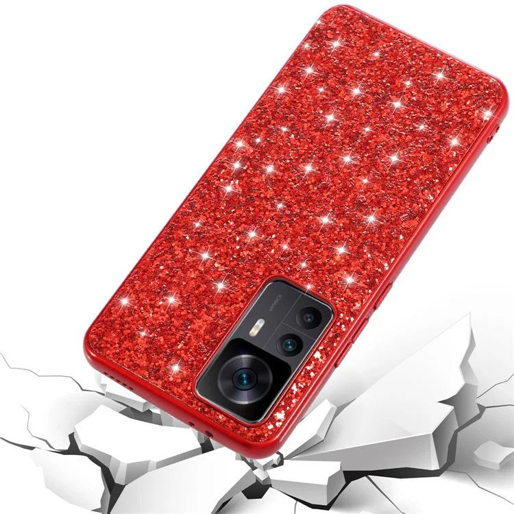 Para Xiaomi 12t 5g / 12T Pro 5G / Redmi K50 Ultra 5G Glitter Brillante Lentejuelas Case de Teléfonos a Prueba de Arañazos TPU Marco de TPU PC Dura Cubierta Posterior - Azul