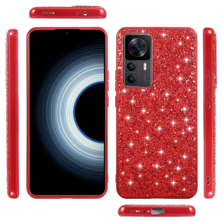Para Xiaomi 12t 5g / 12T Pro 5G / Redmi K50 Ultra 5G Glitter Brillante Lentejuelas Case de Teléfonos a Prueba de Arañazos TPU Marco de TPU PC Dura Cubierta Posterior - Azul